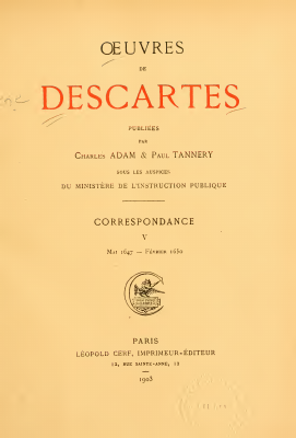 Couverture de Descartes - Oeuvres complètes (AT) V